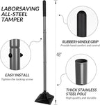 Walensee Steel Tamper with 48 inch Handle 8"x8" Garden Rubber Grip for Laborsaving All-Steel Heavy Duty Ideal Tool Leveling Ground Installing pavers and Repairing Blacktop