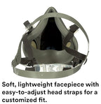 3M Half Facepiece Reusable Respirator 6300, NIOSH, Four-Point Harness, Comfortable Fit, Dual Airline Supplied Air Compatible, Bayonet Connections, Painting, Sanding, Cleaning, Large