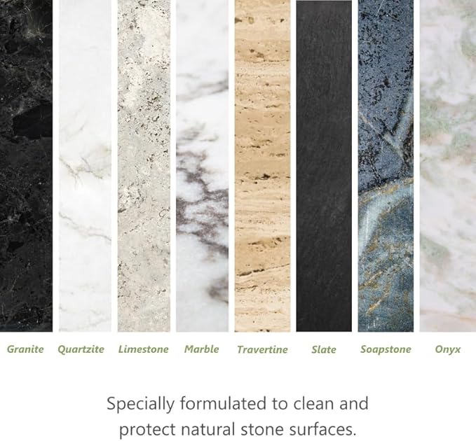 MORE Stone & Quartz Cleaner + Protector - Granite, Quartz & Marble Cleaner - For Kitchen & Bathroom Countertops - Water-Based Surface Spray - Lavender-Verbena Essential Oil - Pint (16oz)