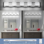 SineRise LED Modern Bathroom Vanity Light Fixtures (5-Light, 40-Inch, 5CCT), Chrome Modern Acrylic Bathroom Wall Lighting Fixtures Over Mirror (3000K/3500K/4000K/5000K/6000K)