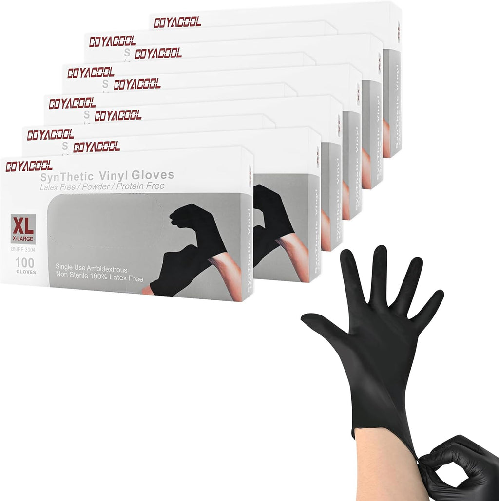 Disposable Gloves Extra Large, Nitrile and Vinyl Blend Material Gloves, Latex Free, 4 Mil,1000 Pc. Food Grade Glove for Cleaning, Food Prep, Hair Dye, Tattoo, Black