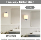 Polished Chrome Milk Glass Wall Sconces, 1 Pack Hardwired Indoor Wall Light Fixtures for Living Room, Hallway, Bedroom, Ceramic E26 Sockets (Bulbs Not Included)