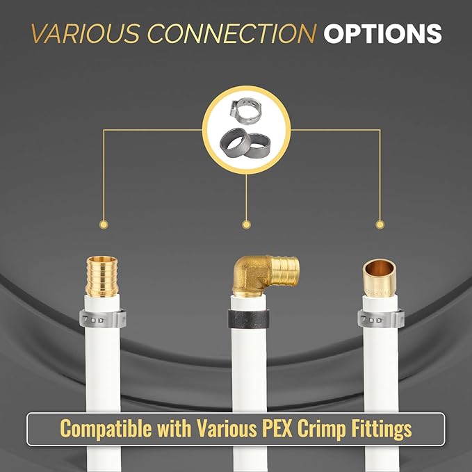 3/4 Inch-100 ft Foskan White PEX-B Pipe,Water Tubing with a Pipe Cutter,10 PCS Brass Crimp Fittings & 30 PCS Pex Clamps