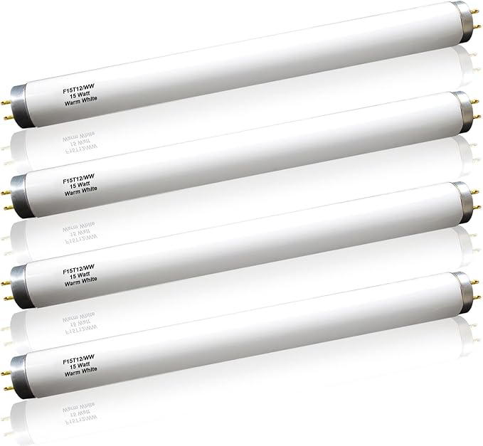 4 Pack F15T12/K&B Soft White,T12 15W 18Inch Linear Fluorescent Bulb,Replacement for Philips 141465 F15T12/WW,G13 Medium 2-Pin Base,3000K