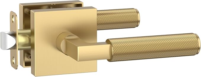 Amerdeco 1 Pack Champagne Bronze Passage Door Handles,Heavy Duty Non-Locking Door Lever for Hall, Closet,Office Area, Shopping Malls AM0021