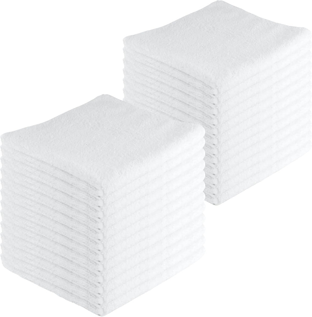 Microfiber Cleaning Cloths,24 Pack, 16"x16", All-Purpose, Softer, Highly Absorbent, Lint-Free, Reusable, Washable Pro Towels, White, for House, Kitchen, Bathroom, Car, Office