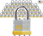 Keyed Alike Laminated Steel Padlocks with Normal Shackle for Sheds, Fences & Lockers (48-Pack)
