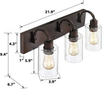 Emliviar Bathroom Vanity Light Fixtures - 3-Light Farmhouse Wall Light for Bathroom, Oil Rubbed Bronze Finish with Clear Glass, YCE237B-3W ORB