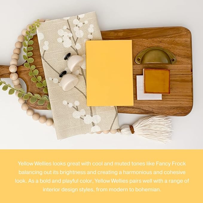 Country Chic All-in-One Chalk Paint for Furniture, Cabinets, Home Decor, Eco-Friendly, Matte Finish, Built-In Primer & Top Coat for Wood, Metal - Yellow Wellies (Yellow) - 4 oz (118 ml)