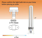 (6 Pack) 13 Watt Single Tube 2 Pin GX23 Base,PL-13W GX23 4100K Compact Fluorescent Light Bulb, Replaces Philips PLS13W41, Sylvania CF13DS/841/ECO,PL13/SP41K