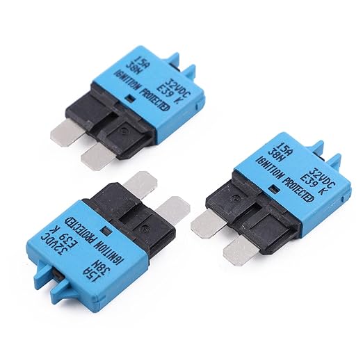 Automotive Fuse Circuit Breaker Low Profile Manual Reset 15A 12V E39- UL Certified ATO ATC Resettable Blade Breakers Fuses 15 Amp 12 V-32V DC for Car Boat RV Truck Solar - 3 Pack