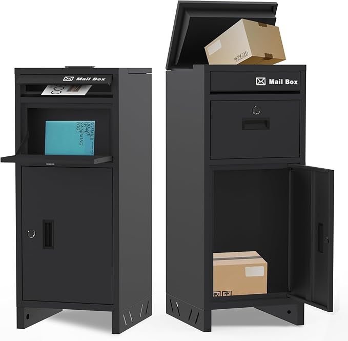 Package Delivery Boxes for Outdoor, Parcel Drop Boxes for Outside with Anti-Theft Design,Parcel Mailbox is Weatherproof, Rustproof,Suitable for Home/Office/Shop Non-installation(15.7*15.7*37.8 in)