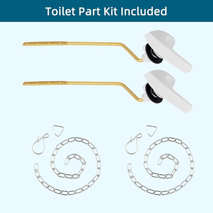 2Pack Universal Side Mount Toilet Handle Replacement Kit Compatible with Kohler K-GP30324-CP/Glacier Bay Toilet with Flapper Chains, Metal Toilet Flusher Lever, White