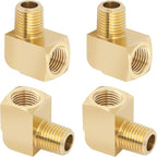 KOOTANS 4pcs 1/4 NPT 90 Degree Barstock Street Elbow Brass Fittings, 1/4" NPT Male to 1/4" NPT Female Thread Elbow Forged Brass Pipe Fitting
