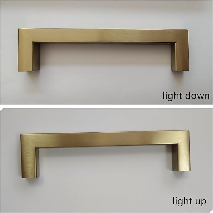 10 Pack 5 Inch Champagne Cabinet Pulls Square Drawer Handles Cupboard Handles Modern Stainless Steel Kitchen Cabinet Hardware Champagne Bronze Pulls