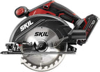 SKIL 20V 4-Tool Combo Kit: 20V Cordless Drill Driver Reciprocating Saw, Circular Saw and Spotlight, Includes Two 2.0Ah PWR CORE Lithium Batteries and One Charger - CB739701,Black, Red