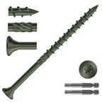 #9 x 3 Inch Deck Screws (474Pcs) 6lb. Carbon Steel, Green, Flat Head, Rust Resistant epoxy Coated, with T25 Star Bit