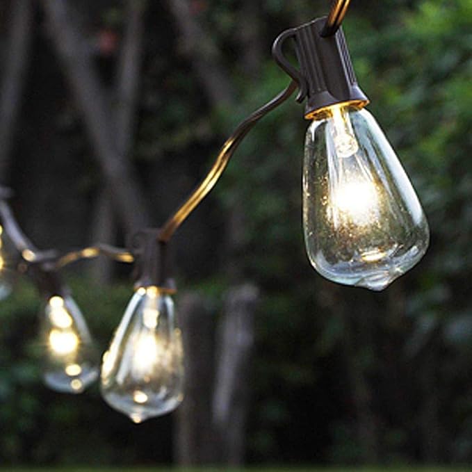 Novelty Lights Incandescent ST38 Edison Replacement Bulbs - Outdoor Individual Bulbs for Events, Holiday Parties, Patios, and More - E17/C9 Intermediate Base, 7 Watt Lights (Clear, 25 Pack)