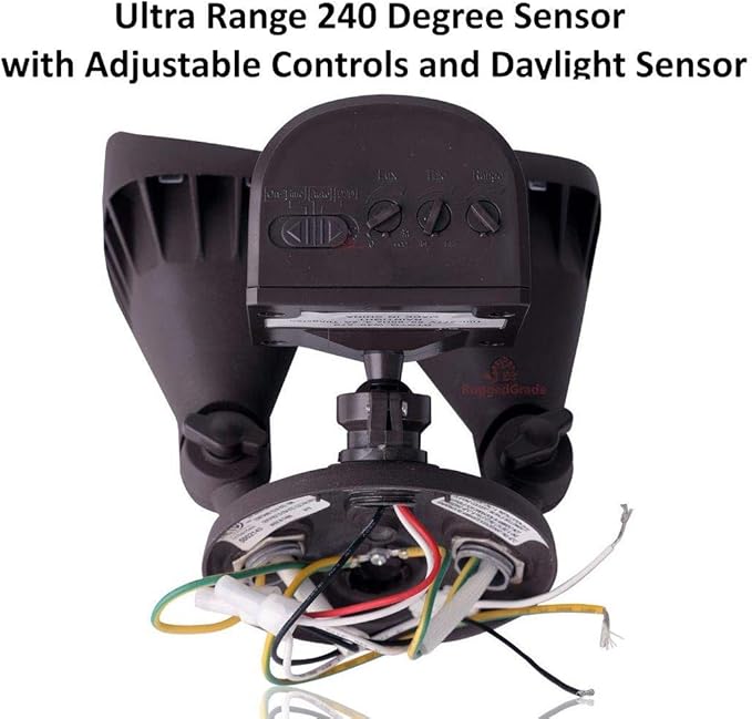 RuggedGrade 20W Turin II Series LED Security Light - LED Motion Sensor Flood Light - 2,400 Lumens - 240° Sensor - 3000K Warm White - Bronze Housing - Outdoor LED Light - DLC 5.1 Premium