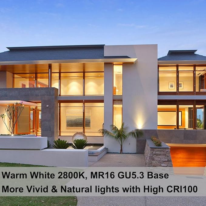MR16 Bulb 20W, High Output 300LM MR16 Halogen Bulb 20W 12V Warm White 2800K, Halogen GU5.3 Base, MR 16 Dimmable with Clear Glass Cover, Long Lasting MR 16 12V 20 W Halogen Bulb