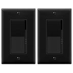 TOPGREENER Kalide Dimmer Light Switch, LED Dimmer Switch, Full Range Dimming, Single Pole/3-Way, 120VAC, 60Hz, 300W LED/CFL, Neutral Wire Not Required, Wall Plate Included, Black, 2 Pack