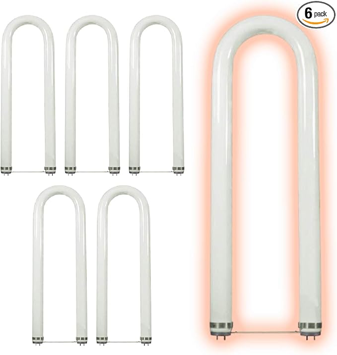 GoodBulb 75-Watt 6 Inch T12 Fluorescent U-Bend Light Bulb 4100K Cool White Light Color Medium Bi-Pin Base High Output 4750 Lumens 10000 Life Hours 62 CRI Pack of 6 Bulbs