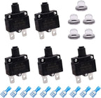 mxuteuk 5Pcs 20Amp Circuit Breakers Push Button Manual Reset 125/250V AC 32V DC,Overload Protector Switch Thermal Circuit Breakers with Quick Connect Terminals and Waterproof Button Caps ST1-5-20A