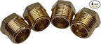 1/2" NPT Male to 3/8" NPT Female Brass Hex Nipple Pipe Adapter (4 Pcs)