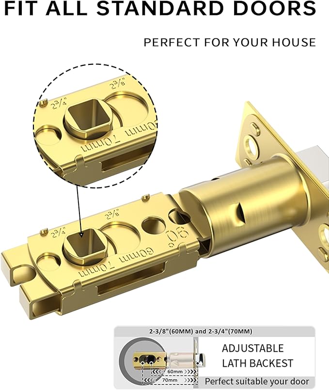 Asidrama 4 Pack Privacy Gold Door Handles, Door Lever with Door Knobs Indoor for Bedroom or Bathroom, Heavy Duty Brushed Gold Door Handles Interior with Locks for Left Right Sided Doors