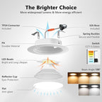 LVWIT 4 inch LED Recessed Lighting, Slim Can Lights with White Cover, 5CCT Dimmable Downlight with E26 Conversion Kit, 48 Pack