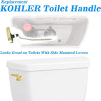 Side Mount Toilet Handle Fit for Kohler 87115-VF, Gold Toilet Flush Handle Replacement Kit Toilet Lever Compatible with Kohler Tank, Polished Gold