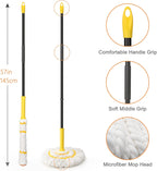 KeFanta Self-Wringing Twist Mop for Floor Cleaning, Long Handled Microfiber Floor Mop with Top Scouring Pad for Kitchen, Hardwood, Restaurant, Bathroom, Garages, Warehouses, Office,57-inch