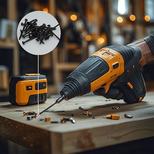 Drywall Screws Kit #6 x 2-Inch, Fine Thread Wood Screws, Bugle Head Phillips Drive Sheetrock Screws Set, Self Tapping Dry Wall Screws, Phosphate Coated Finish, Sharp Point, Black, 65 Pack