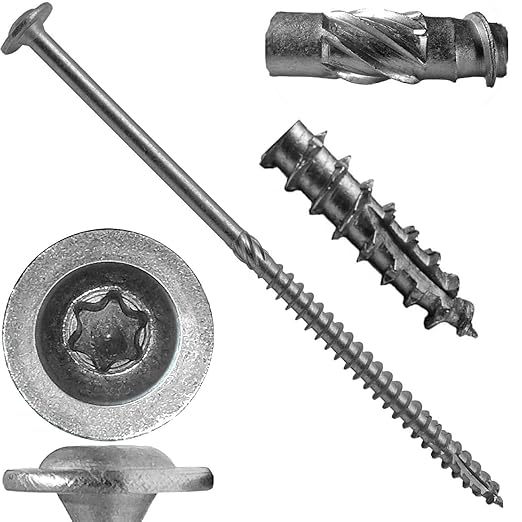 Jake Sales #15 x 6 Construction Lag Screw Stainless Steel T-30 Torx/Star Drive Heavy Duty Lag Screw Far Superior to Common Lag Screws Modified Truss Washer Head (50 Screw Count)