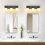IZORRO Bathroom Vanity Light Fixture, 3-Light 22 Inch Matte Black Bathroom Light Fixtures Over Mirror, with White Glass Shade, Modern Farmhouse Vanity Lights, Rustic Restroom Lighting Fixtures