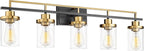 Emliviar 36 Inch 5-Light Bathroom Light Fixtures with Clear Glass Shade, Modern Vanity Lights Over Mirror for Bathroom, Bedroom, Hallway, Black and Gold Finish, YCE238B-5W BK+BG