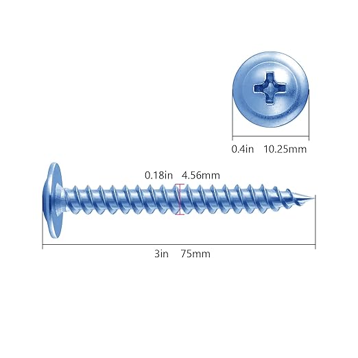 (60 pcs) Wensilon #10×3" Phillips Truss Head Wood Screws Galvanized Iron Quick Metal Self Tapping