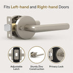 Mega Handles Ronn Privacy Lever & Lock Door Handle Set for Hallway, Closet and Bathroom, Keyless Lock, Heavy Duty Door Levers, Fits All Standard Door Sizes, Screws Included - Satin Nickel (1 Pack)