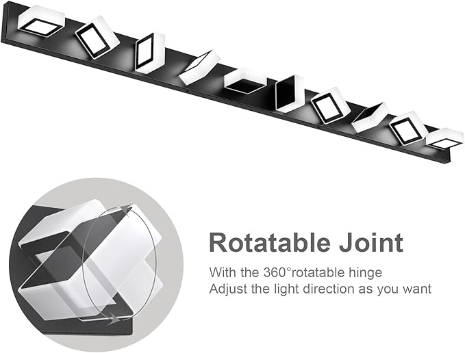 Ralbay 66inch Matte Black Bathroom Vanity Lights Metal Acrylic LED Modern Black Bathroom Wall Lighting Fixtures