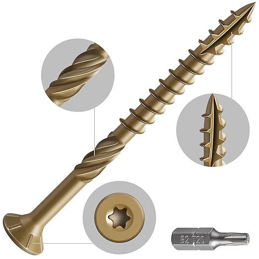 #10 * 3" Deck Screws, (1030pcs) 15 lbs.Exterior Wood Screws, Rust Resistant epoxy Coated, Bronze, T25 Star Bit