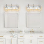 Modern Bathroom Vanity Light, 3-Light Chrome Wall Sconce with Crystal Accents, Over Mirror Bathroom Lighting Fixture, 23.62" Long Dimmable Vanity Lamp for Makeup, Easy Installation