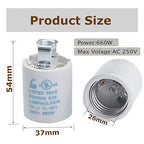 E26 Socket,Ceramic Medium Base Screw Socket E26 E27 Keyless Glazed Porcelain Lampholder (Keyless)