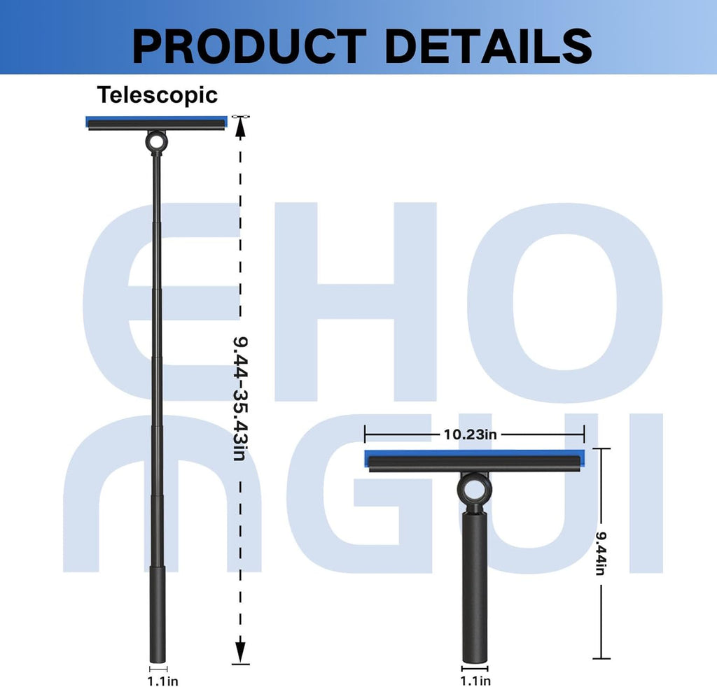 Squeegee for Window Cleaning, Shower Squeegee with Extension Pole, Telescopic Squeegee, Extendable Window Cleaner Tool for Car Windows, Tile Walls, Sliding Door, Shower Glass Door