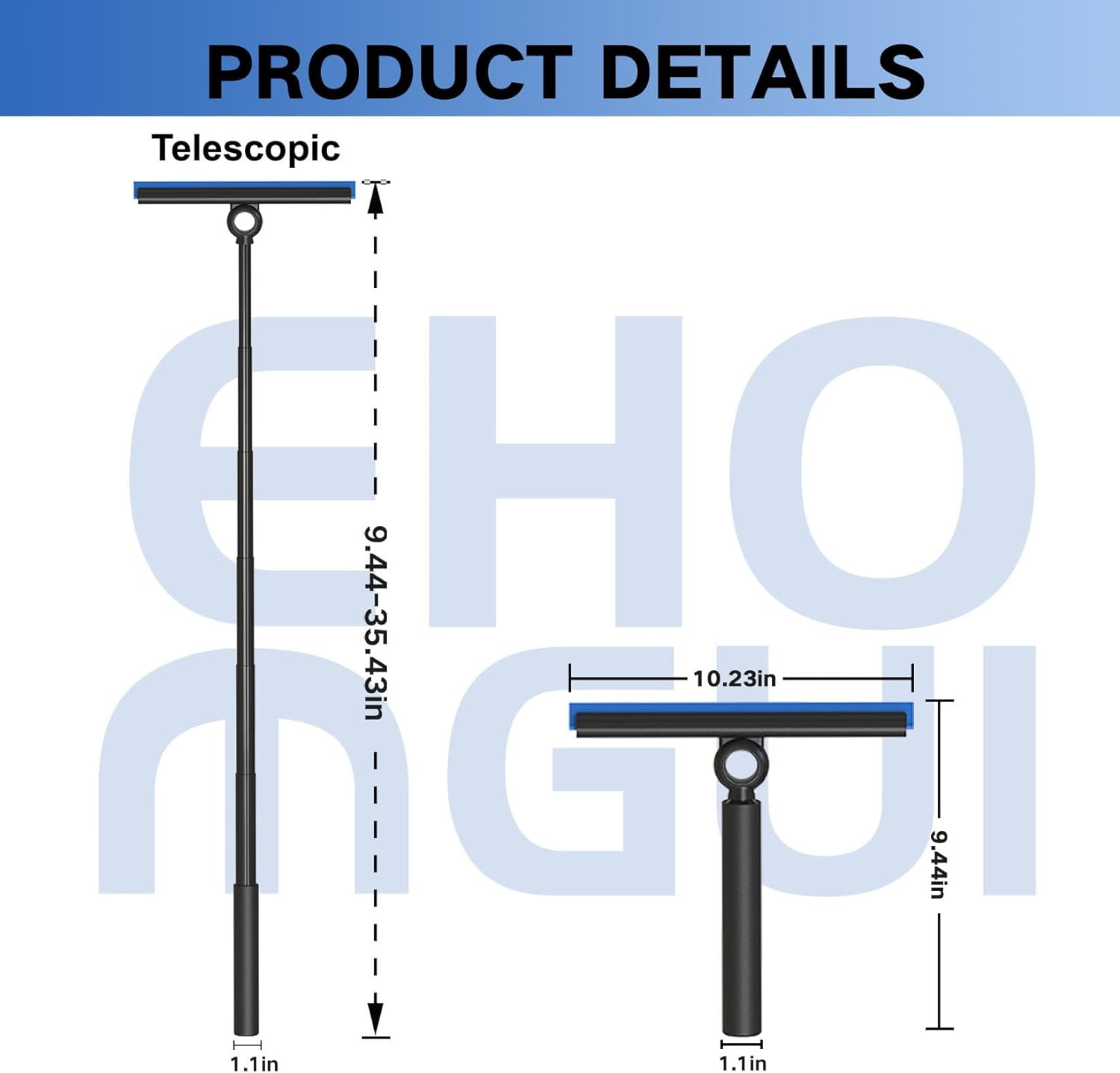Squeegee for Window Cleaning, Shower Squeegee with Extension Pole, Telescopic Squeegee, Extendable Window Cleaner Tool for Car Windows, Tile Walls, Sliding Door, Shower Glass Door