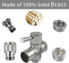 Brass Faucet Diverter Valve with Quick Connection, Faucet Diverter Valve From Sink To Garden Hose/Shower Hose, Washing Machine/Dishwasher,for Bathroom/Kitchen (chrome)