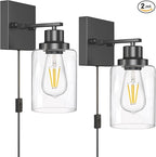 Plug in Wall Sconces, 2 Pack Wall Lamp, Rustic Plug in Wall Light Sconces, Sconces Wall Lighting, E26 Modern Wall Light Fixtures