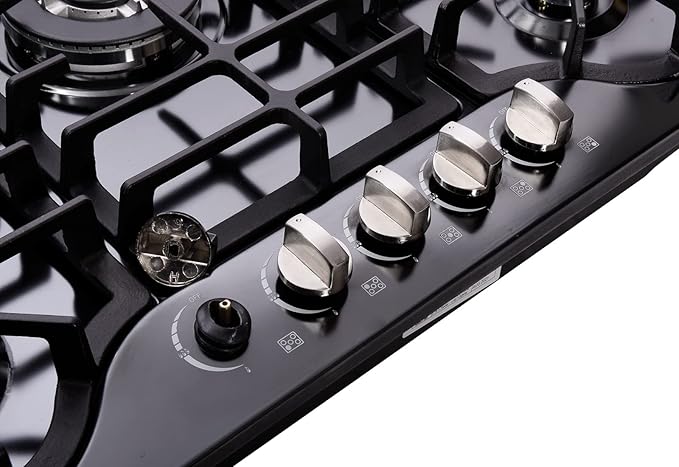 30 Inch LPG/NG Gas Cooktop Dual Fuel 5 Sealed Brass Burner Stainless Steel Hob 110V AC pulse Ignition Stainless Steel Gas Cooktops DK257-B01 Gas Hob