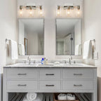 3-Light Vanity Lights,Brushed Nickel Vanity Light,with Clear Glass Shade for Bathroom Light Fixtures, Bathroom Light Fixtures Over Mirror