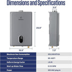 Westinghouse Tankless Water Heater Propane Indoor Installation Max 5.1 GPM 120,000 BTU, WIFI Enable Temp Self Modulating Non Condensing High Efficiency for House or Commercial, APOLO Performance