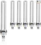 (6 Pack) 13 Watt Single Tube 2 Pin GX23 Base,PL-13W GX23 4100K Compact Fluorescent Light Bulb, Replaces Philips PLS13W41, Sylvania CF13DS/841/ECO,PL13/SP41K